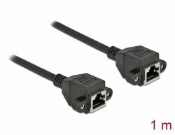 Delock Hálózat bővítő kábel S/FTP RJ45 anya - RJ45 anya Cat. 6A, 1 m hosszú, fekete (87009)