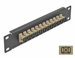 Delock 10 üvegszálas patch panel 12 portos SC Simplex bézs 1U fekete (66762)