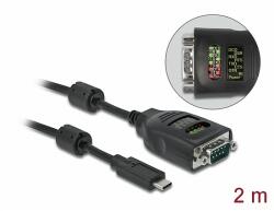 Delock USB Type-C - soros DB9 adapter 9 LED RS-232 teszterrel (90414) - dellaprint