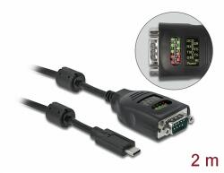 Delock USB Type-C - soros DB9 adapter 9 LED RS-232 teszterrel (90414)