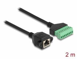 Delock RJ45 kábel Cat. 6 anya - Terminal Block Adapter beépíthető, 2 m hosszú, 2 részes (66060) - dellaprint