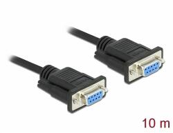 Delock Sub D9-es, null modemű, RS-232 soros kábel, anya-anya, 10 m (86604)