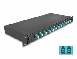 Delock 19 optikai szálösszefűző doboz 12 db. LC Duplex OM3 1U teljes elrendezés kész az összefűzésre (67004)