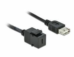 Delock Keystone modul, USB 2.0 C-csatlakozóhüvely > USB 2.0 A-csatlakozóhüvely, kábellel (86384)