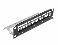 Delock 10 Keystone patch panel 12 porttal és tehermentesítővel 1U fekete (66874)