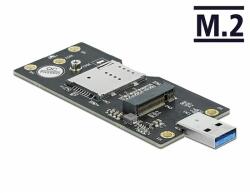 Delock USB 3.0 átalakító, A-típusú csatlakozóval - M. 2 B kulcs, SIM-nyílással (63166)