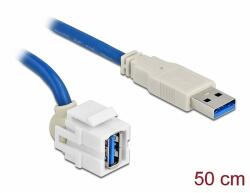 Delock Keystone modul, USB 3.0 A-csatlakozóhüvely 250 > USB 3.0 A-csatlakozódugó, kábellel (86871) - dellaprint