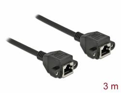 Delock Hálózat bővítő kábel S/FTP RJ45 anya - RJ45 anya Cat. 6A, 3 m hosszú, fekete (87011) - dellaprint