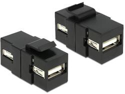 Delock Keystone modul USB 2.0 A foglalat > USB 2.0 A foglalat, fekete (86367) - dellaprint