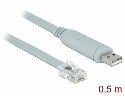 Delock Adapter USB 2.0 A-típusú apa > 1 x soros RS-232 RJ45 apa 0, 5 m szürke (63920)