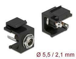 Delock Keystone modul, DC 5, 5 x 2, 1 mm-csatlakozóhüvely, fekete (86849) - dellaprint