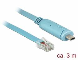 Delock Adapter USB 2.0 C-típusú apa > 1 x soros RS-232 RJ45 apa 3, 0 m kék (63914)