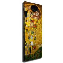 Wallxpert Tablou decorativ Wallxpert 265VGA1110, Sarutul de Gustav Klimt, 30x80 cm, auriu (265VGA1110)