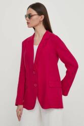 United Colors of Benetton len blézer rózsaszín, sima, egysoros gombolású - rózsaszín 36 - answear - 28 990 Ft