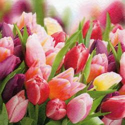 Ti-Flair Szalvéta 33X33 cm 3 Rétegű 20 lap/Csomag Pink & Violet Tulips 389143 Tavasz (389143)