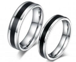 Ékszerkirály Férfi karikagyűrű, rozsdamentes acél, fekete csíkkal, 9-es méret (CR-012_1)