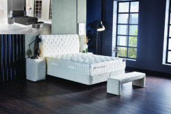 ABC Bedding Monarch kárpitozott ágyneműtartós ágy - beépített LED világítás, tört fehér - 90x200