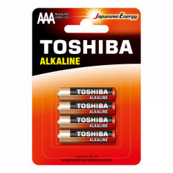 Toshiba RED ALKALINE LR03 AAA 1, 5 V alkáli elemek buborékcsomagolás 4 darab (TOSBAT0210)