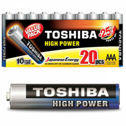 Toshiba HIGH POWER LR03 AAA 1, 5V alkáli elem CSOMAG 20db (TOSBAT0160)