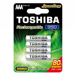 Toshiba Újratölthető elemek TOSHIBA HASZNÁLATRA KÉSZ AAA 1, 2V 950MAH buborékfólia 4 db (TOSBAT0430)