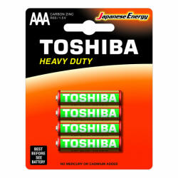 Toshiba HEAVY DUTY R03 AAA 1, 5 V cink-szén elemek buborékfóliában 4 db (TOSBAT0305)