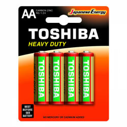 9518 TOSHIBA HEAVY DUTY R6 AA 1, 5 V cink-szén elemek buborékcsomagolás 4 darab (TOSBAT0310)