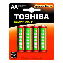 Toshiba HEAVY DUTY R6 AA 1, 5 V cink-szén elemek buborékcsomagolás 4 darab (TOSBAT0310)