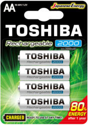 Toshiba Újratölthető elemek TOSHIBA HASZNÁLATRA KÉSZ AA 1, 2V 2000MAH buborékfólia 4 db (TOSBAT0415)