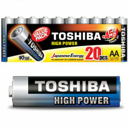 9518 TOSHIBA HIGH POWER LR6 AA 1, 5V alkáli elemek CSOMAG 20db (TOSBAT0165)