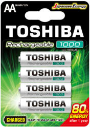 Toshiba Újratölthető akkumulátorok TOSHIBA HASZNÁLATRA KÉSZ AA 1, 2V 1000MAH buborékfólia 4 db (TOSBAT0405)