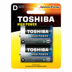 Toshiba HIGH POWER LR20 1, 5 V alkáli elemek 2 db-os buborékcsomagolás (TOSBAT0130)