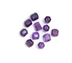Ametist Tub Fatetat 10-12 x 9-10 mm - Margele Pietre Semipretioase cu Gaura - Lot 11 Buc