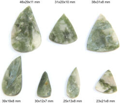 Cabochon Cuart cu Turmalina Verde Natural Druzy - Picatura - 23-46x12-31x7-11 mm- 1 Buc