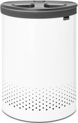 Brabantia Laundry Bin Selector szennyestartó szellőző nyílásokkal, 2 részes tépőzáras szennyesgyűjtő zsák, ovális forma, nagy méret 55L (2x27, 5L), műanyag fedő, acél, fehér - 304903 (304903)