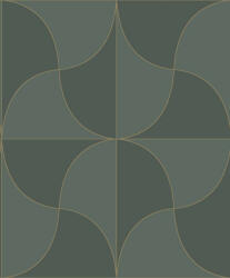  Art deco inspiráció és eredetiség - Szines ellipszisekből álló design tundrazöld zöld és arany tónus tapéta (89937777)