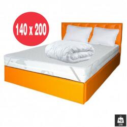  Set Saltea cu spuma poliuretanica HR Memory Foam 4cm Zeus Memory Comfort Dodolut 140x200x20cm, husa hipoalergenica, fermitate tare, greutate maxima sustinuta 150 kg/persoana, Saltsib, 2 perne matlasat Saltea