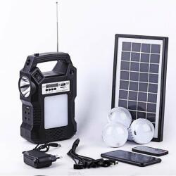 Kit panou solar cu 3 becuri led radio afisaj incarcare telefon telecomanda (gdplus8060)