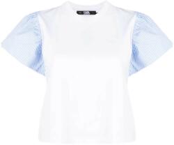 Karl Lagerfeld T-Shirt Ruffled Slv Fabric Mix T-Shirt 231W1709 100 white (231W1709 100 white)