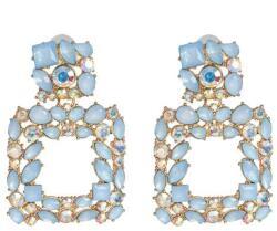 Eva Grace Cercei Violet, albastri, decorati cu pietre, model geometric - Colectia Glamour