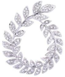 Eva Grace Brosa Crystal Leaves, argintie, decorata cu zirconiu - Colectia Celebration