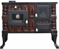 eSemineu Brown terracotta 10kW with hob and oven left
