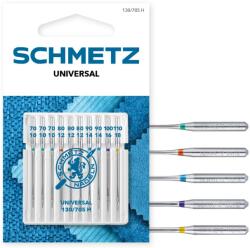 Schmetz Set combinat 10 ace de cusut universale, finete 70-80-90-100-110, Schmetz 130/705 H XOS