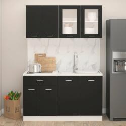  Set dulapuri de bucătărie, 4 piese, negru, lemn prelucrat (3067656)