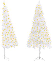  Brad crăciun de colț artificial pre-iluminat, alb, 150 cm, pvc (3077938)