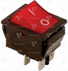 TRACON Készülékkapcsoló, BE-KI, 2p, világító, piros, 0-I felirattal TES- (TES-42)