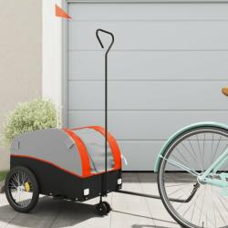 vidaXL fekete-narancssárga vas kerékpár-utánfutó 30 kg (94138) - vidaxl