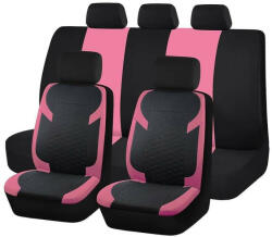 9 részes, 2 helyen osztható univerzális üléshuzat szett - légzsákos - pink-fekete - AD9549P