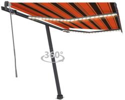 vidaXL narancssárga-barna szélérzékelős és LED-es napellenző 300x250cm (3069715) - vidaxl
