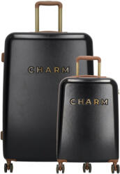 Charm London fekete 4 kerekű 2 részes bőrönd szett (22054001)