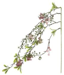  Selyemvirág ág virággal műanyag 50cm rózsaszín-zöld (DD60996)